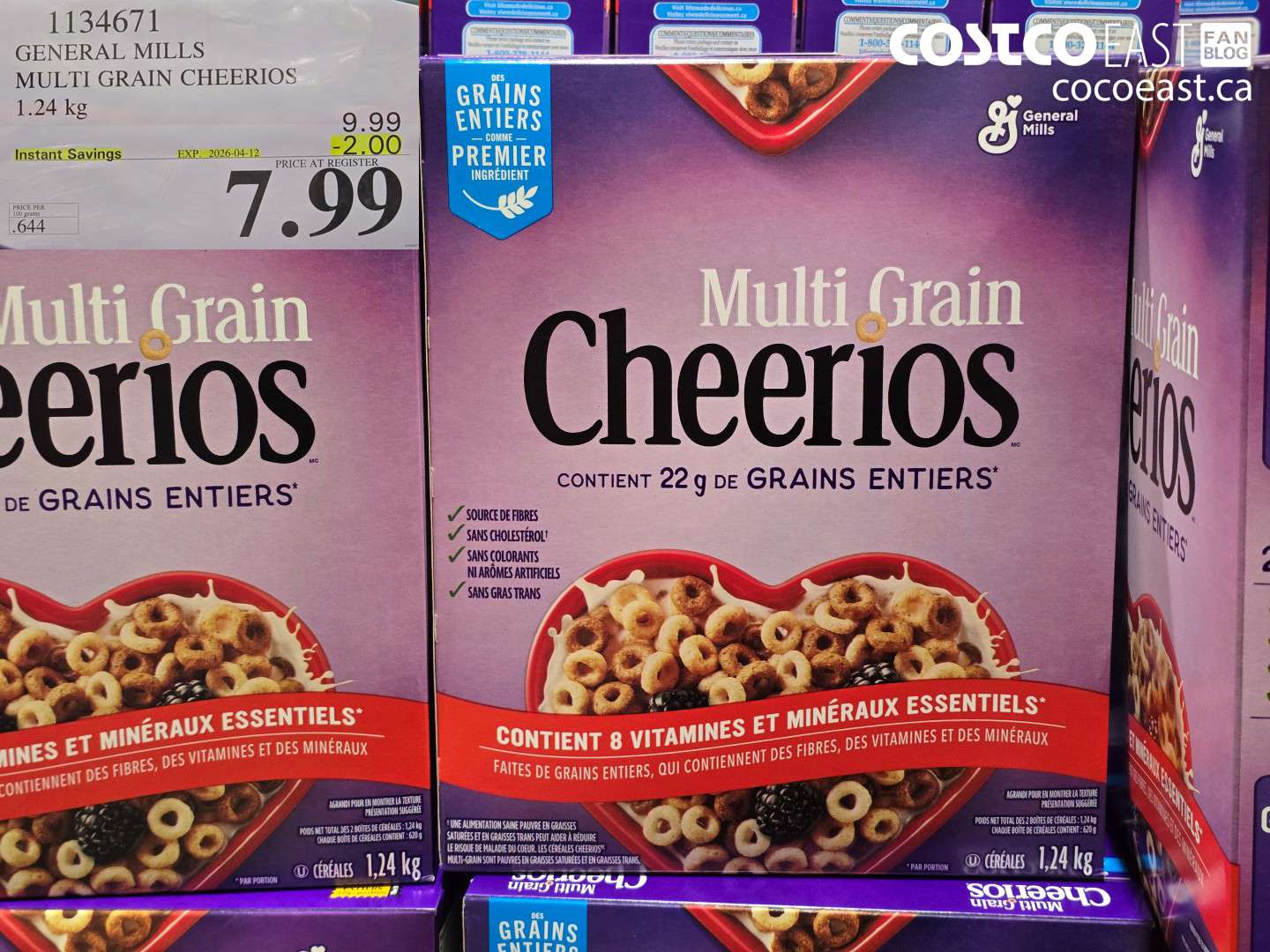1134671 GENERAL MILLS MULTI GRAIN CHEERIOS 1.24 KG ($2.00 INSTANT SAVINGS EXPIRES ON 2026-04-12) $7.99