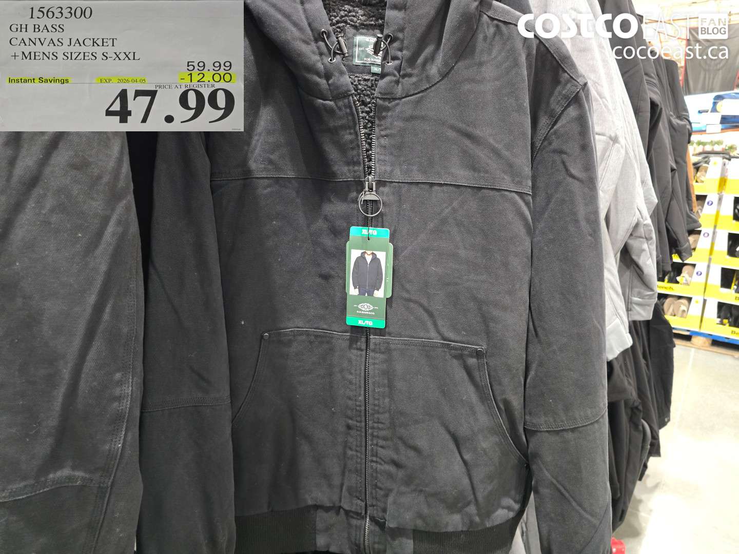 1563300 GH BASS CANVAS JACKET +MENS SIZES S-XXL ($12.00 INSTANT SAVINGS EXPIRES ON 2026-04-05) $47.99