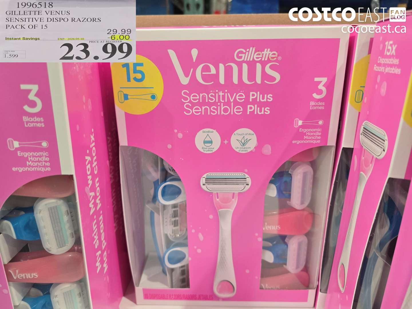 1966518 GILLETTE VENUS SENSITIVE DISPO RAZORS PACK OF 15 ($6.00 INSTANT SAVINGS EXPIRES ON 2026-05-10) $23.99