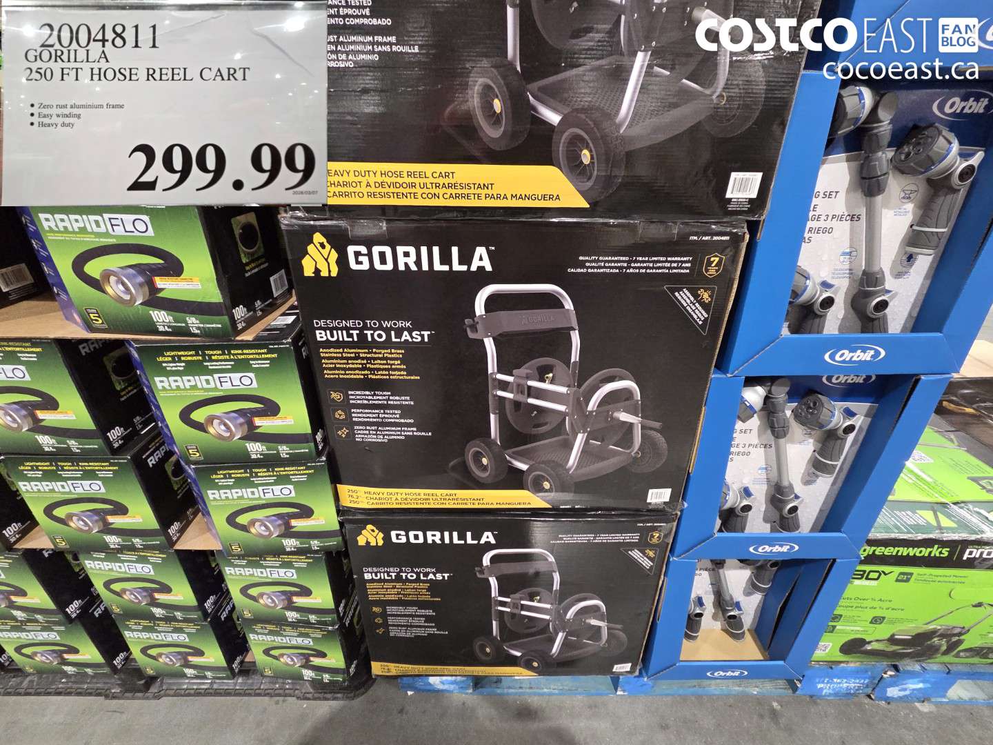 2004811 GORILLA 250 FT HOSE REEL CART $299.99