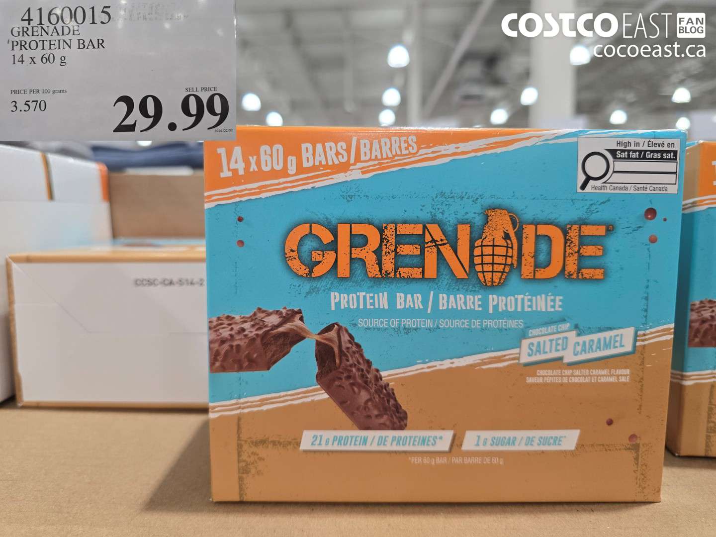 4160015 GRENADE PROTEIN BAR 14 X 60 G $29.99
