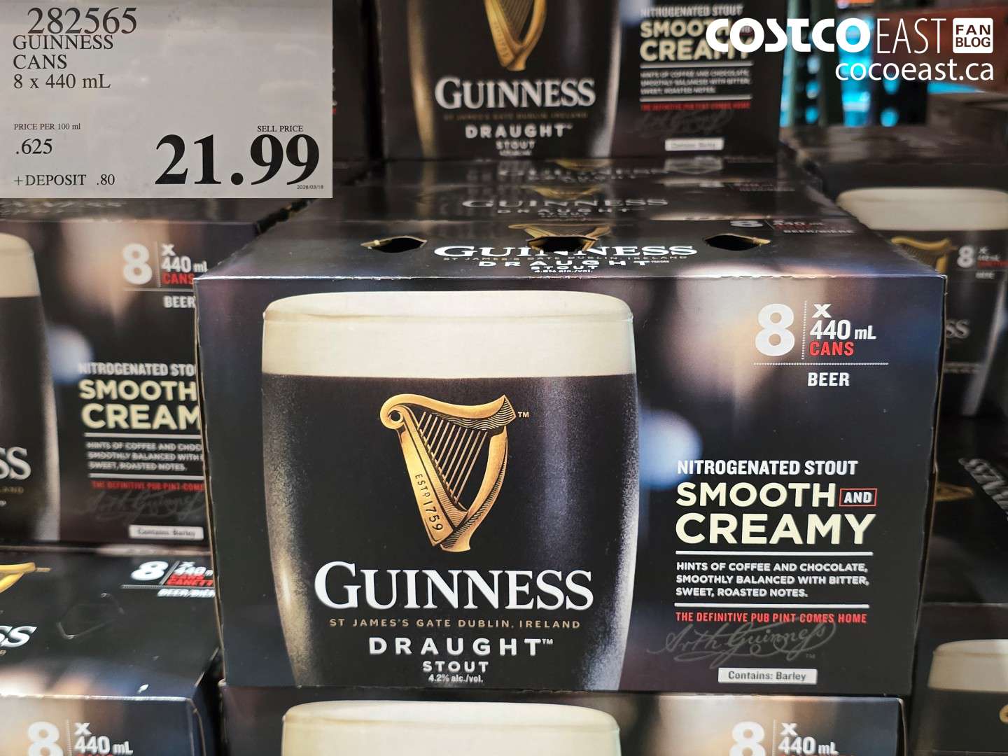 282565 GUINNESS CANS 8 X 440 ML $21.99