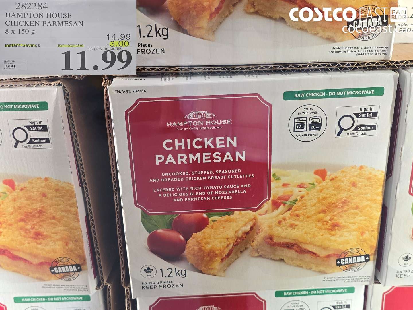 282284 HAMPTON HOUSE CHICKEN PARMESAN 8 X 150 G ($3.00 INSTANT SAVINGS EXPIRES ON 2026-05-03) $11.99