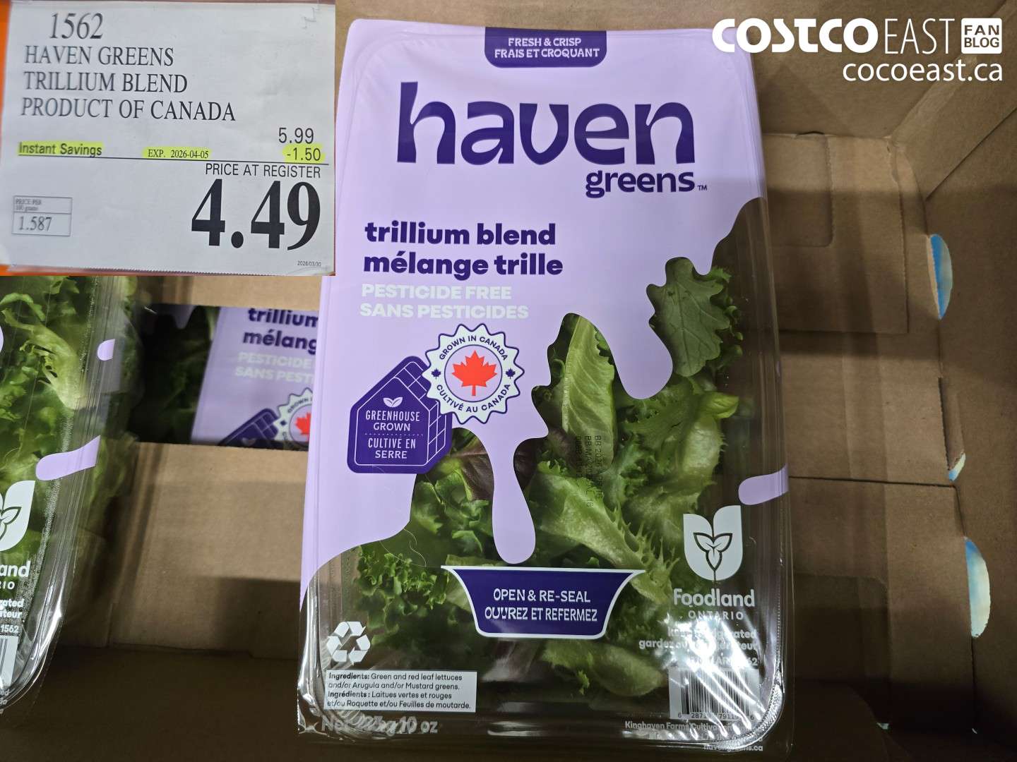 1562 HAVEN GREENS TRILLIUM BLEND PRODUCT OF CANADA ($1.50 INSTANT SAVINGS EXPIRES ON 2026-04-05) $4.49