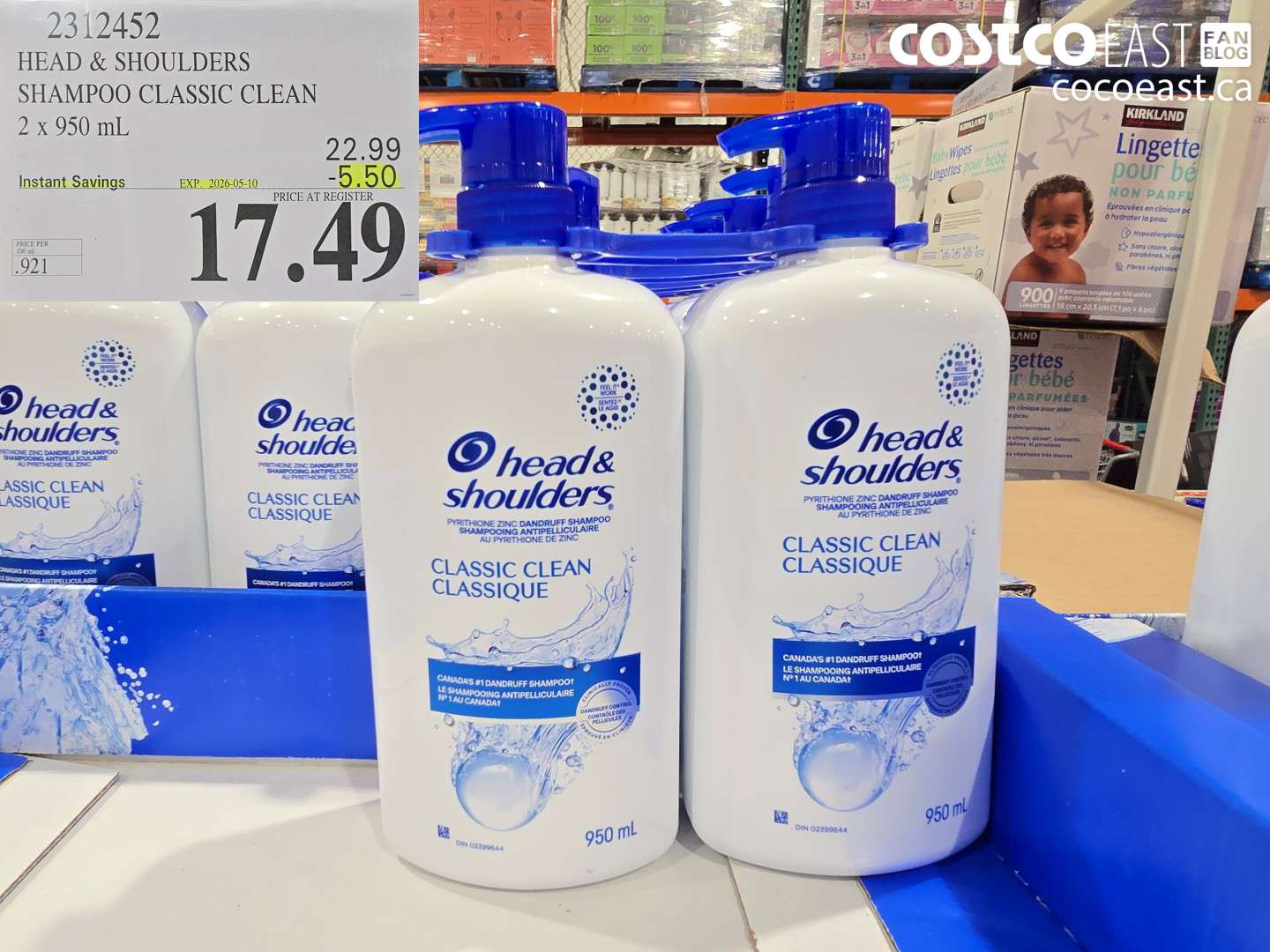 2312452 HEAD & SHOULDERS SHAMPOO CLASSIC CLEAN 2 X 950 ML ($5.50 INSTANT SAVINGS EXPIRES ON 2026-05-10) $17.49