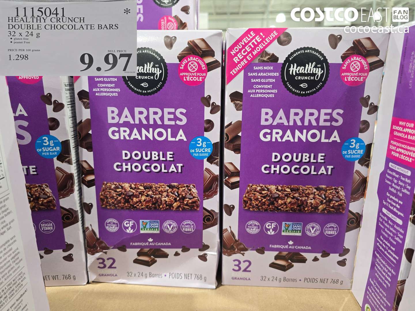 1115041 HEALTHY CRUNCH DOUBLE CHOCOLATE BARS 32 X 24 G $9.97