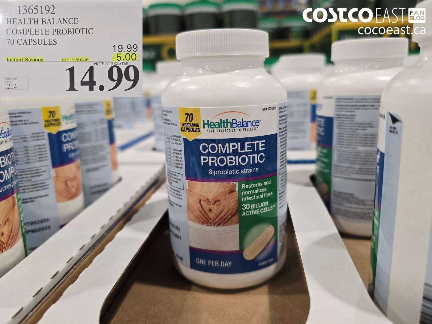 1365192 HEALTH BALANCE COMPLETE PROBIOTIC 70 CAPSULES ($5.00 INSTANT SAVINGS EXPIRES ON 2026-04-05) $14.99