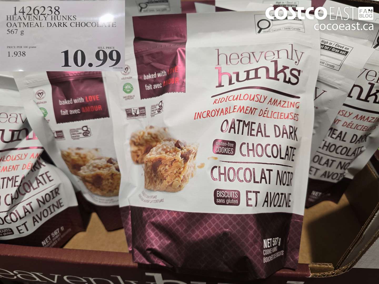 1426238 HEAVENLY HUNKS OATMEAL DARK CHOCOLATE 567 G $10.99