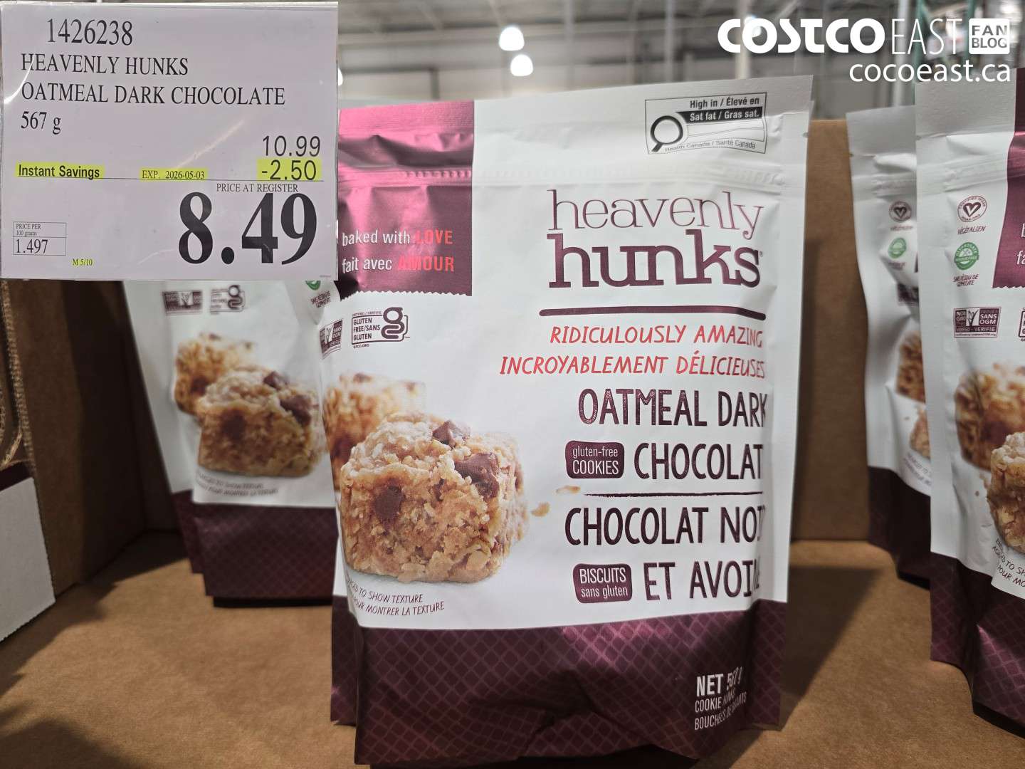 1426238 HEAVENLY HUNKS OATMEAL DARK CHOCOLATE 567 G ($2.50 INSTANT SAVINGS EXPIRES ON 2026-05-03) $10.99