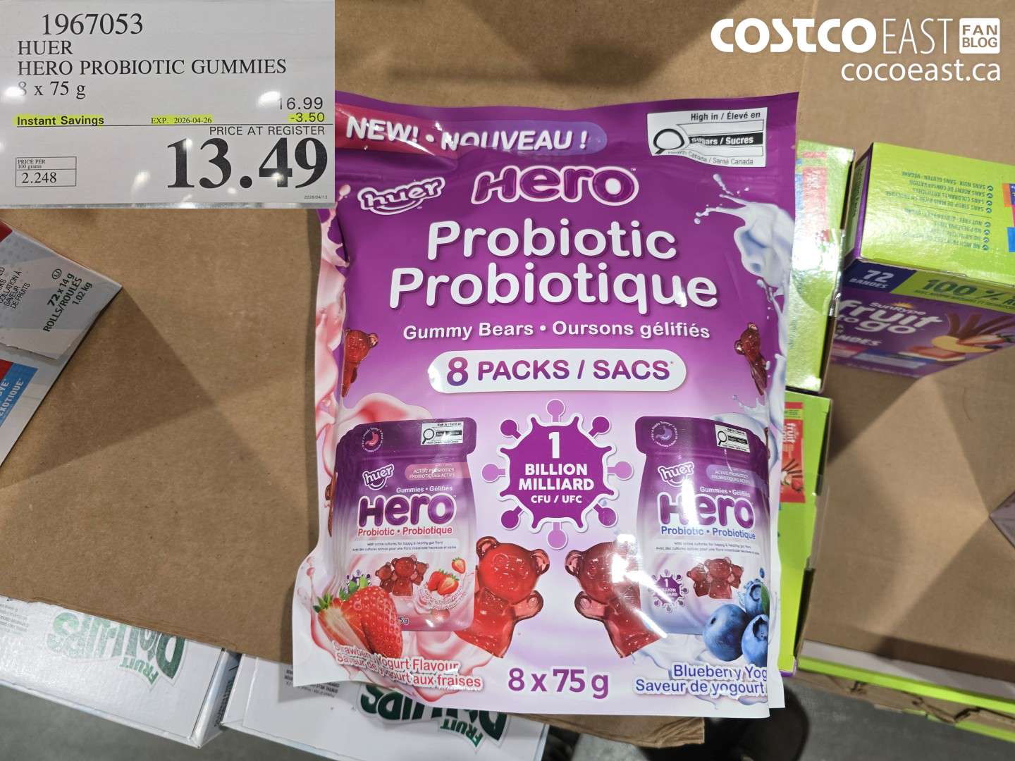 1967053 HERO PROBIOTIC GUMMIES 8 X 75 G ($3.50 INSTANT SAVINGS EXPIRES ON 2026-04-26) $13.49