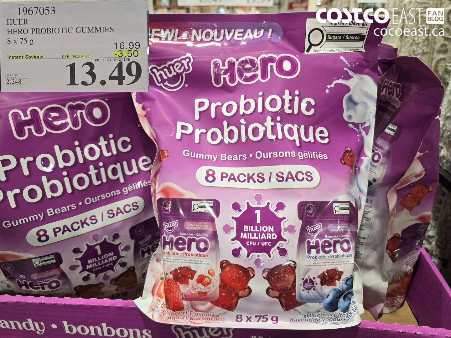 1967053 HERO PROBIOTIC GUMMIES 8 X 75 G ($3.50 INSTANT SAVINGS EXPIRES ON 2026-04-26) $13.49