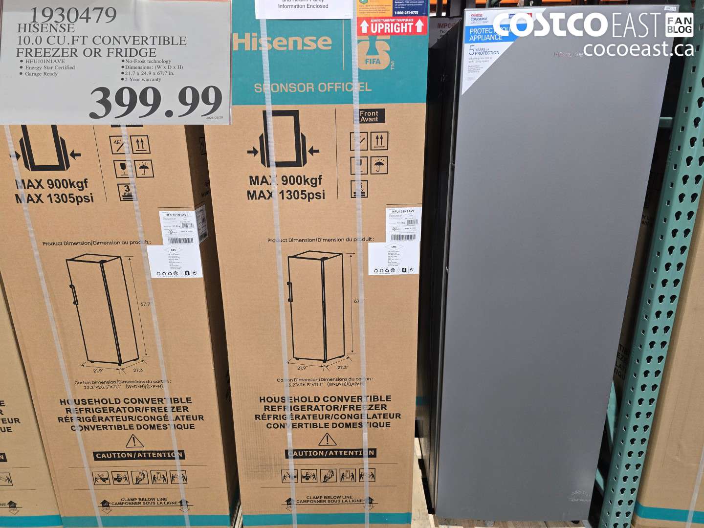 1930479 HISENSE 10.0 CU. FT CONVERTIBLE FREEZER OR FRIDGE $399.99