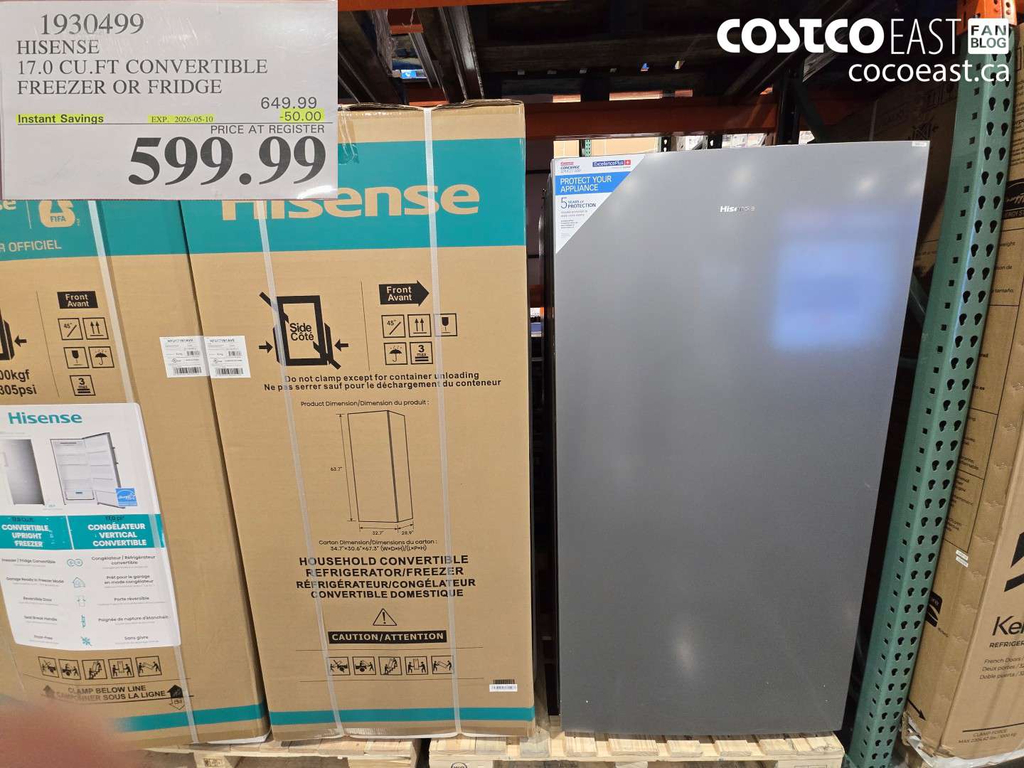 1930499 HISENSE 17.0 CU. FT CONVERTIBLE FREEZER OR FRIDGE ($50.00 INSTANT SAVINGS EXPIRES ON 2026-05-10) $599.99
