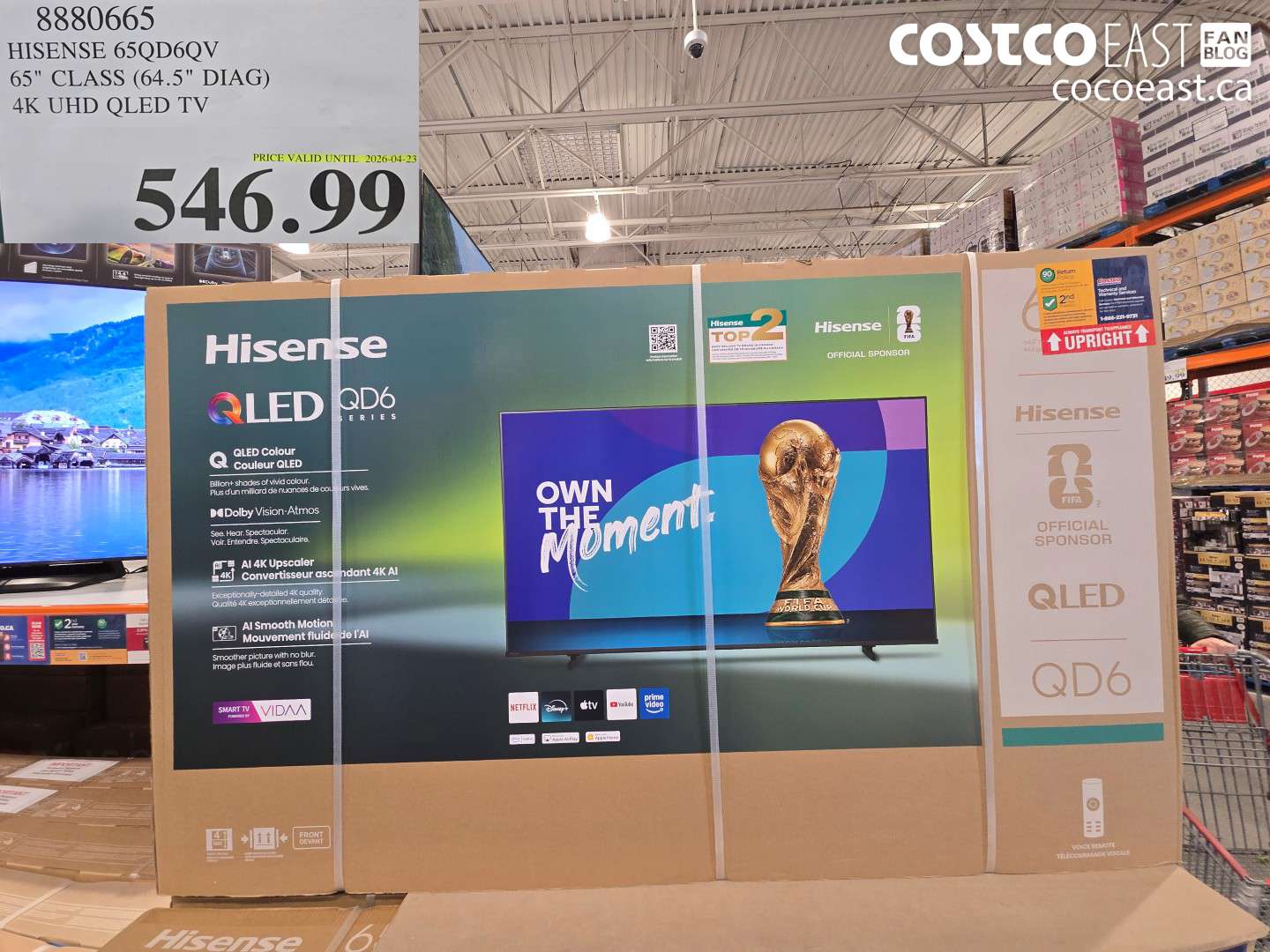 8880665 HISENSE 65Q6QV 65-INCH CLASS (64.5-INCH DIAG) 4K UHD QLED TV $546.99