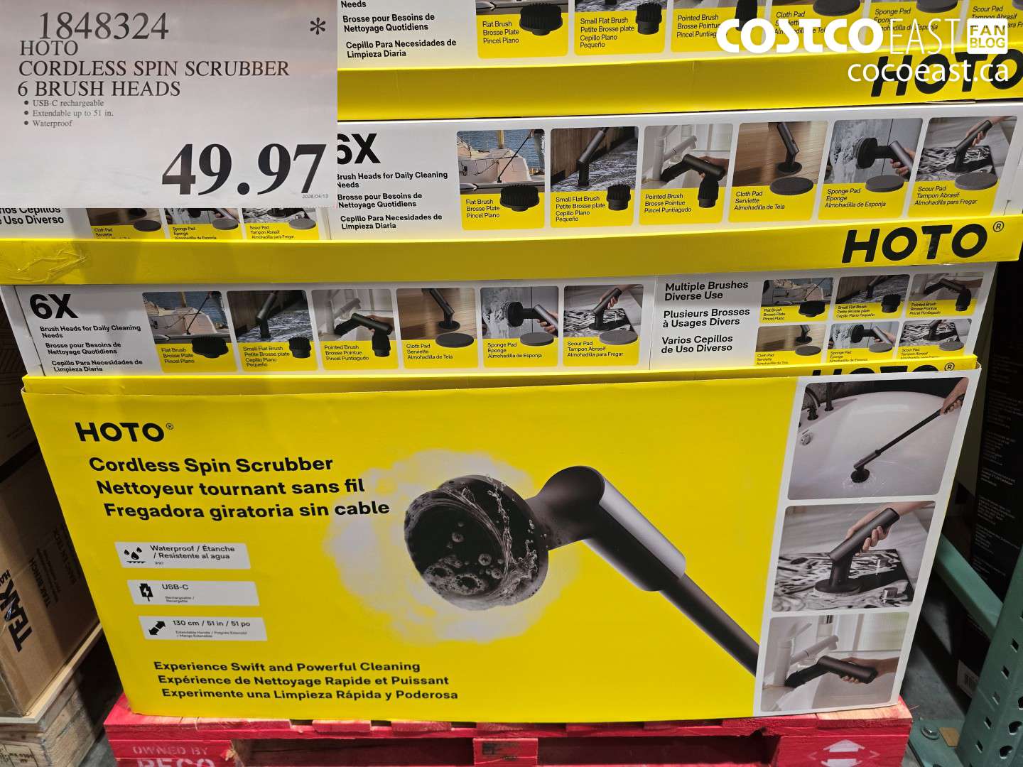 1848324 HOTO CORDLESS SPIN SCRUBBER 6 BRUSH HEADS $49.97