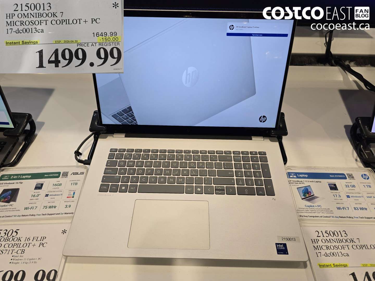 2150013 HP OMNIBOOK 7 MICROSOFT COPILOT + PC 17-DC0013CA ($150.00 INSTANT SAVINGS EXPIRES ON 2026-04-30) $1499.99