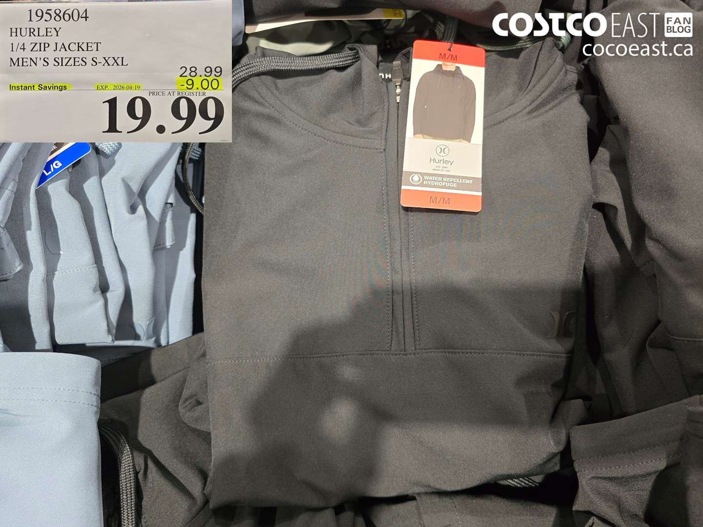 1958604 HURLEY 1/4 ZIP JACKET MEN'S SIZES S-XXL ($9.00 INSTANT SAVINGS EXPIRES ON 2026-04-19) $19.99