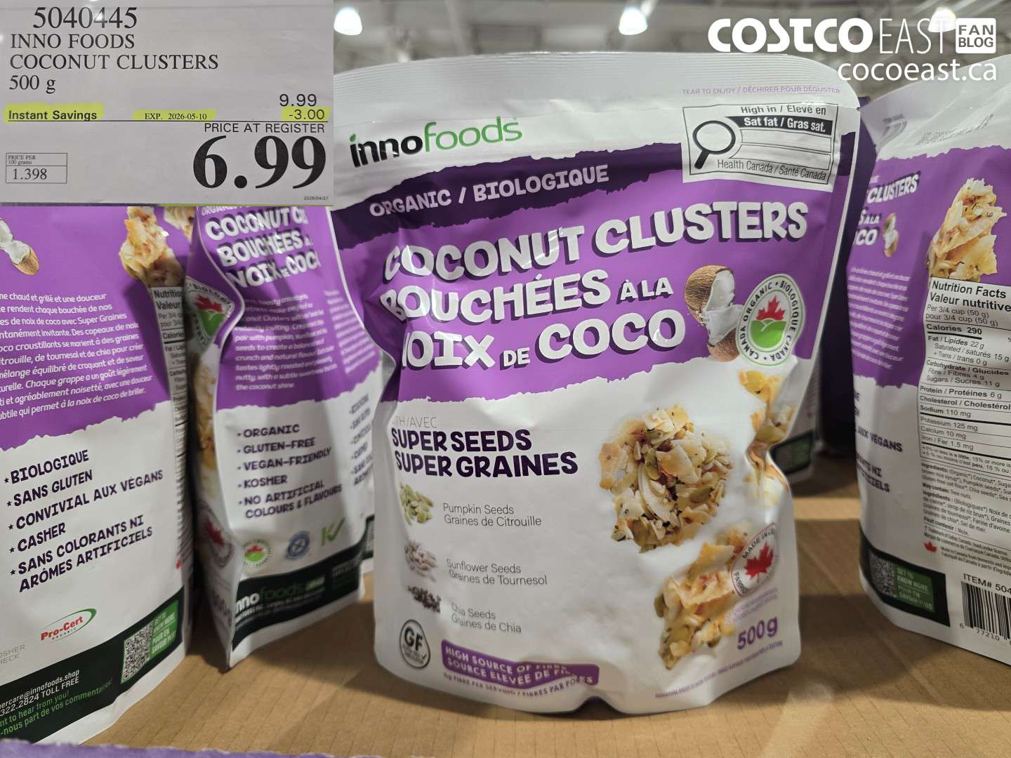 5040445 INNO FOODS COCONUT CLUSTERS 500 G ($3.00 INSTANT SAVINGS EXPIRES ON 2026-05-10) $6.99
