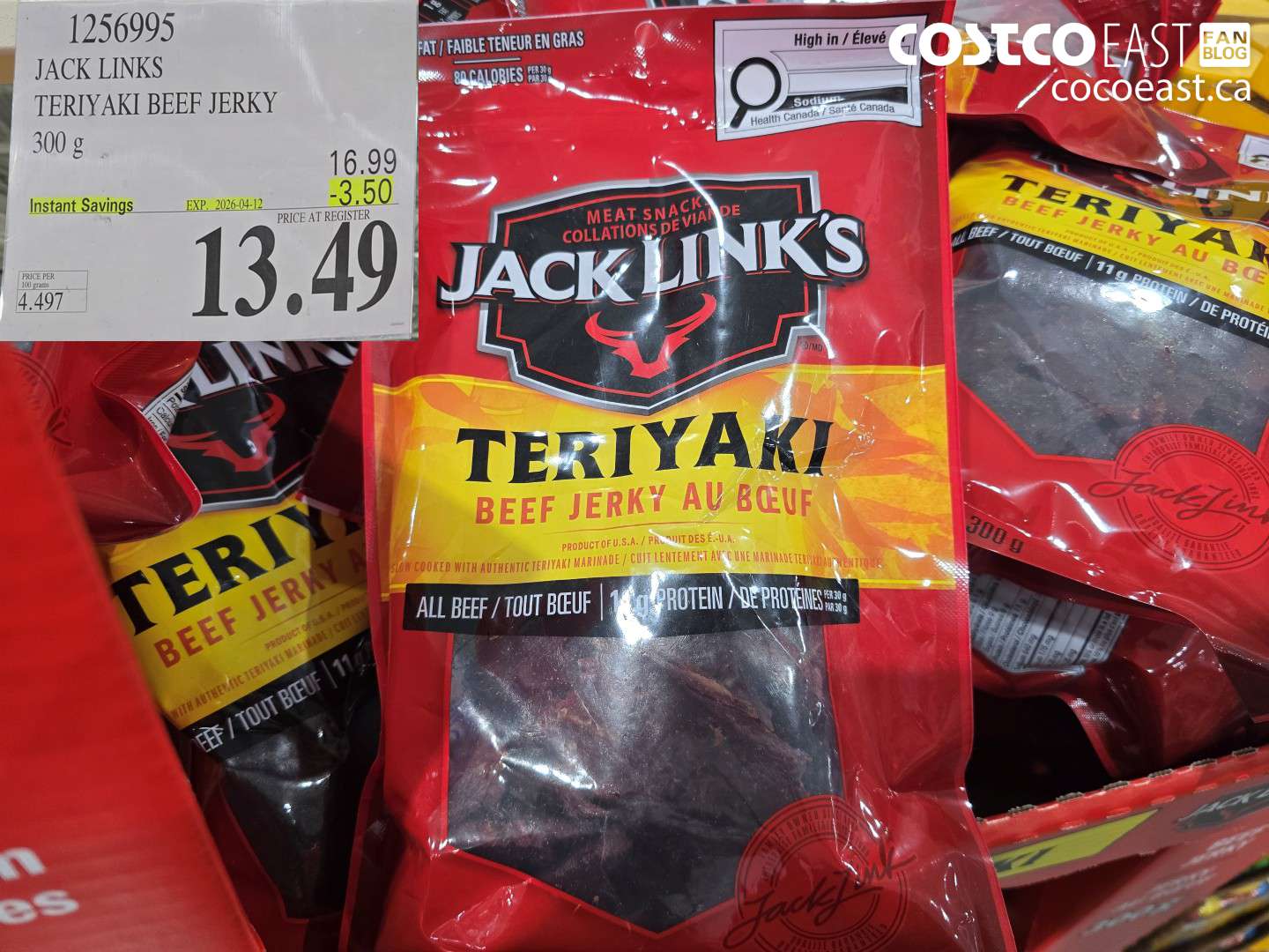 1256995 JACK LINKS TERIYAKI BEEF JERKY ($3.50 INSTANT SAVINGS EXPIRES ON 2026-04-12) $13.49