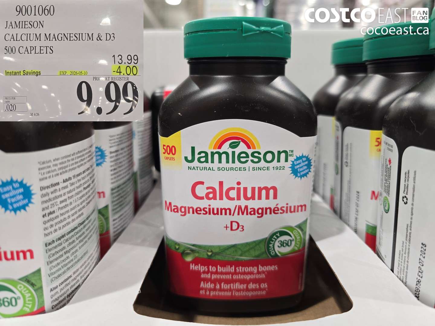 9001060 JAMIESON CALCIUM MAGNESIUM & D3 500 CAPLETS ($4.00 INSTANT SAVINGS EXPIRES ON 2026-05-10) $9.99