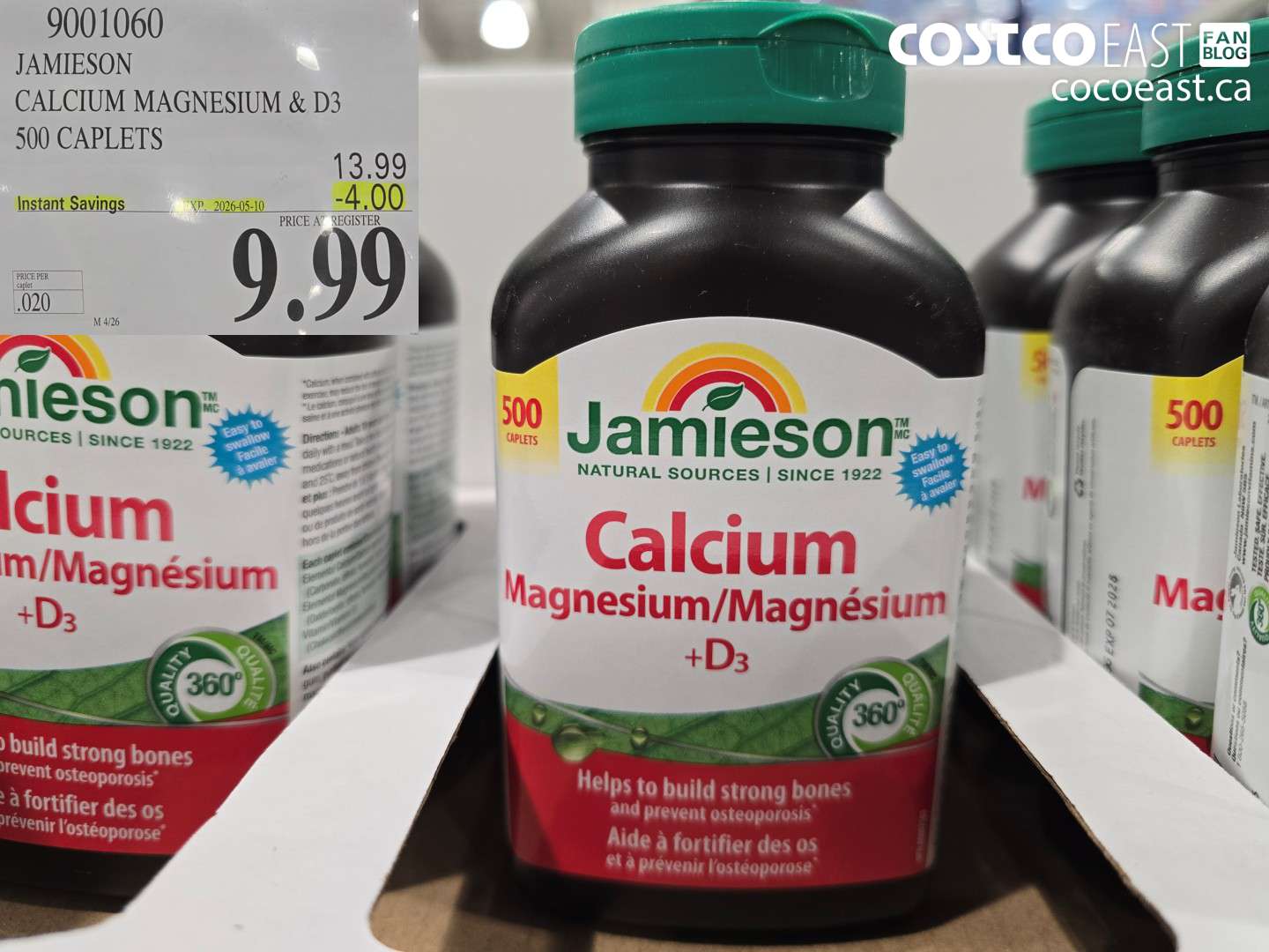 9001060 JAMIESON CALCIUM MAGNESIUM & D3 500 CAPLETS ($4.00 INSTANT SAVINGS EXPIRES ON 2026-05-10) $9.99