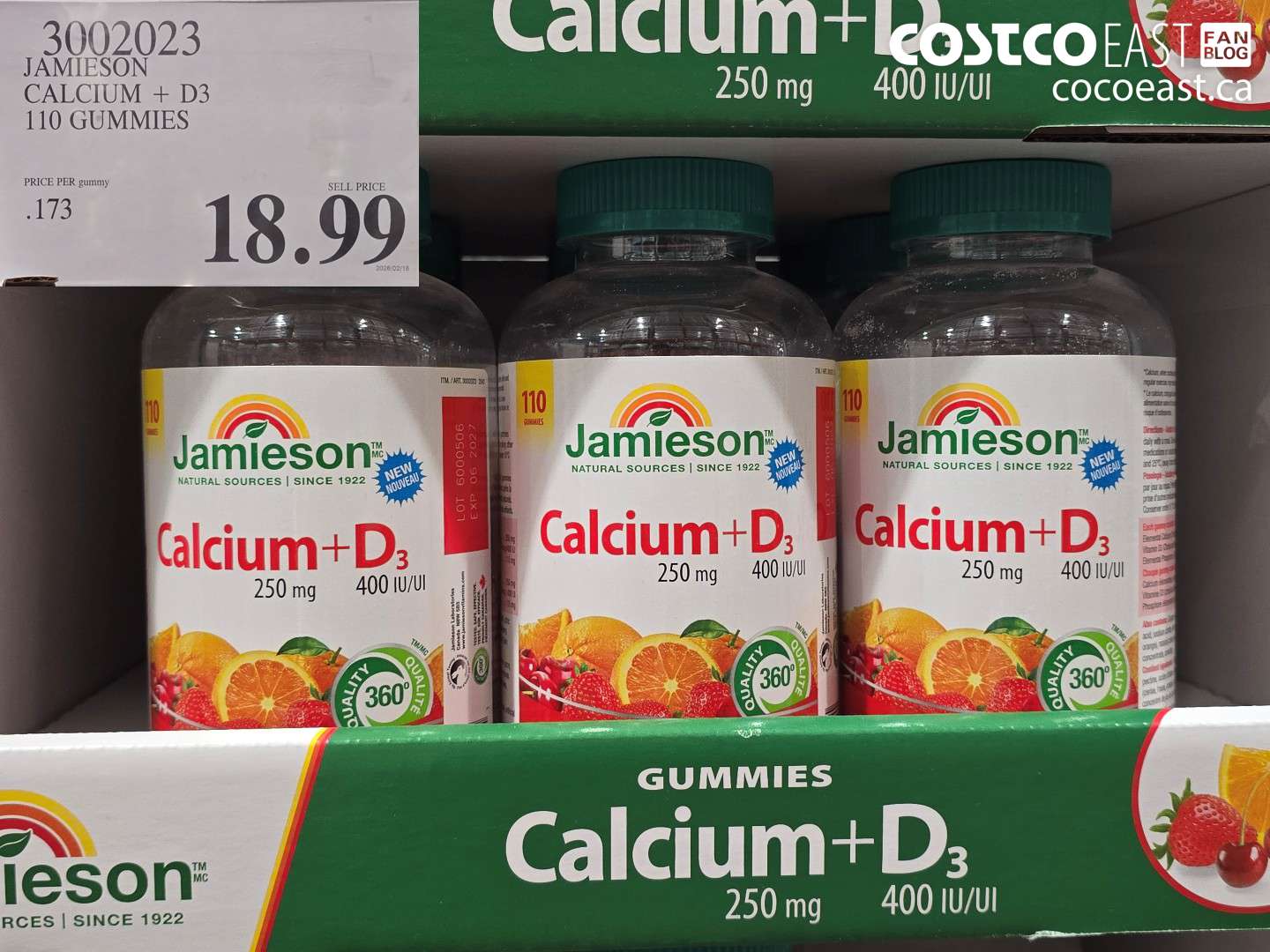 3002023 JAMIESON CALCIUM + D3 110 GUMMIES $18.99