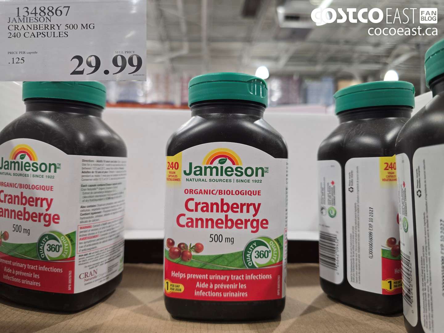 1348867 JAMIESON CRANBERRY 500 MG 240 CAPSULES $29.99