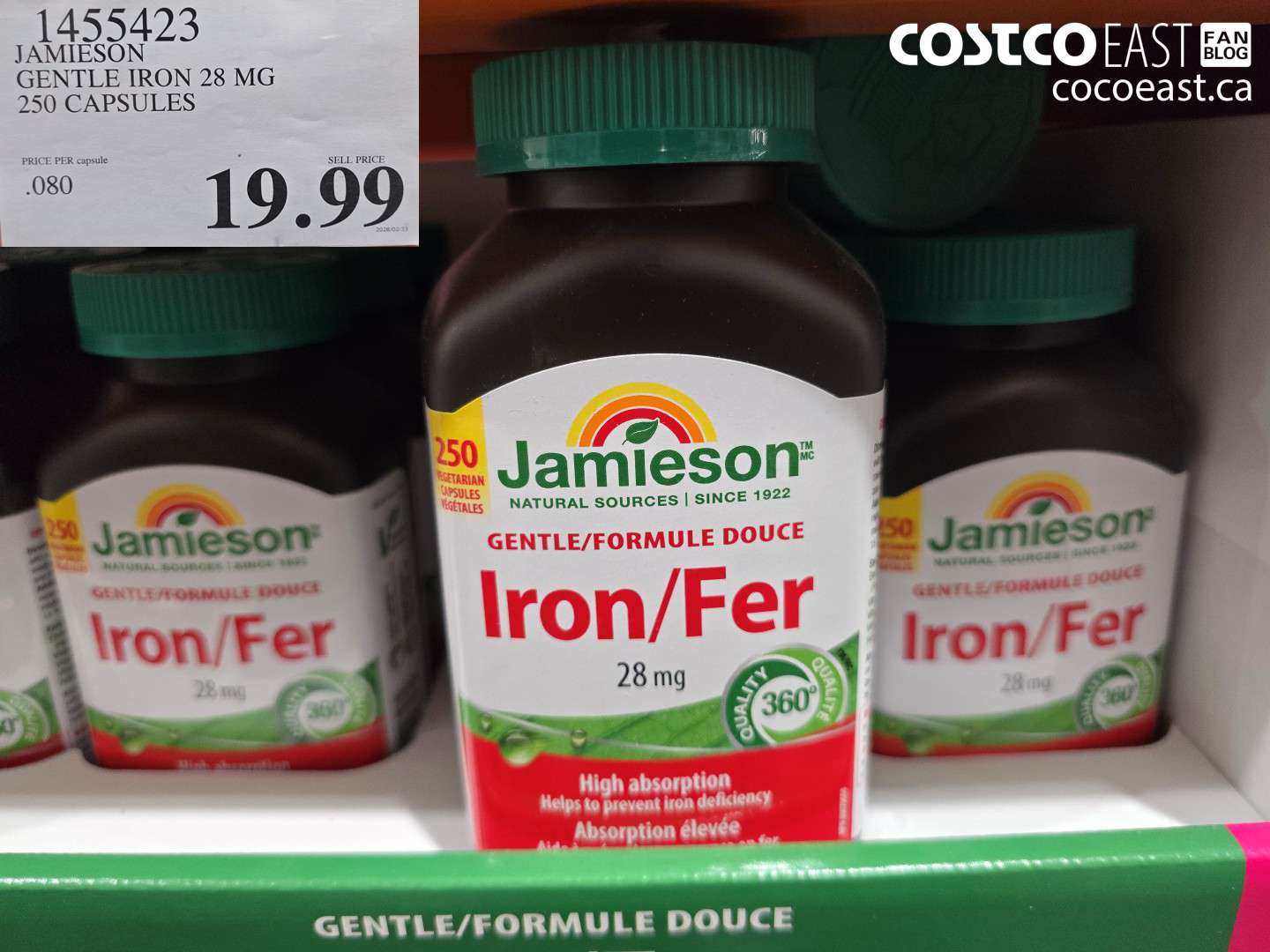 1455423 JAMIESON GENTLE IRON 28 MG 250 CAPSULES $19.99