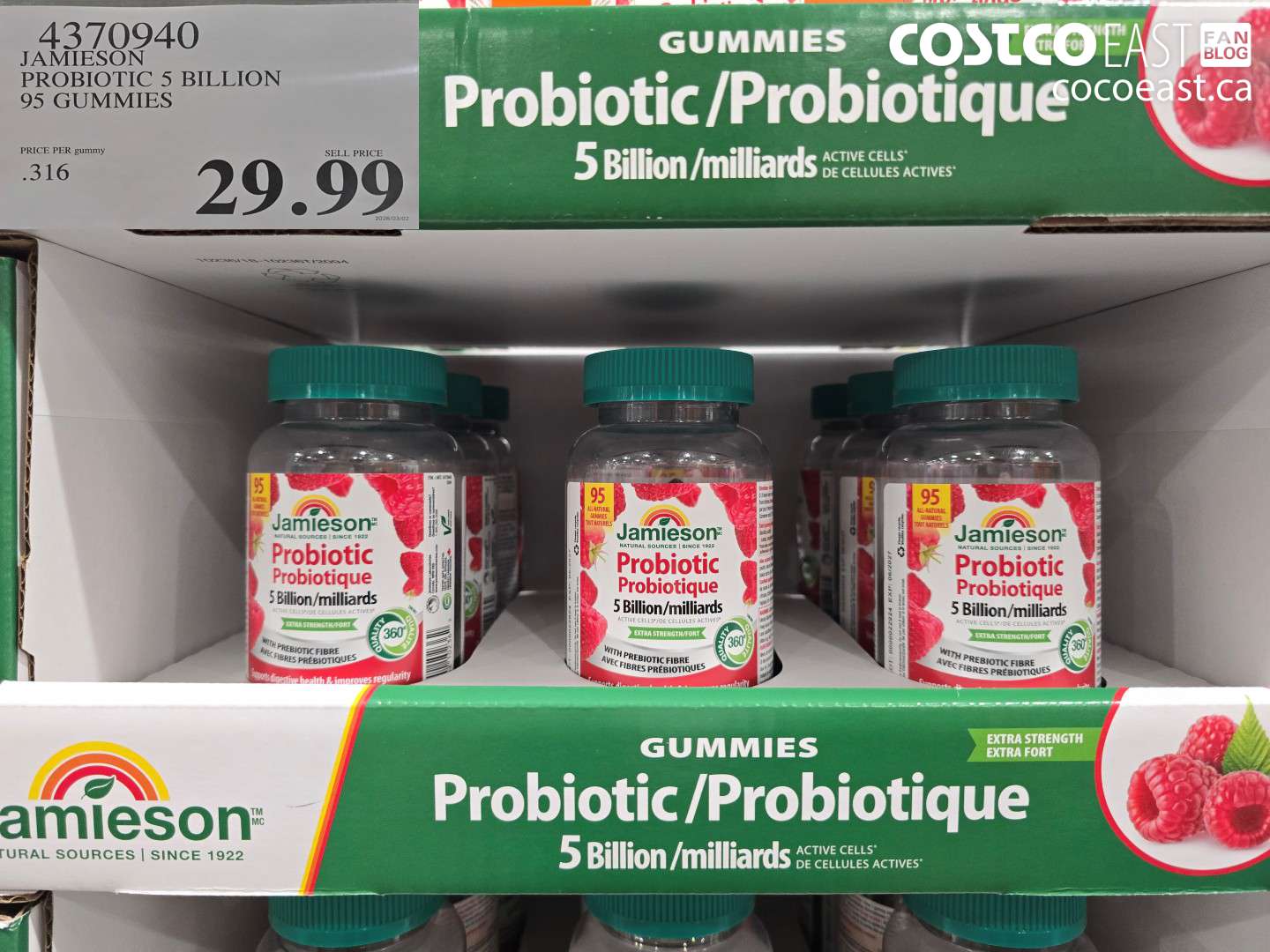 4370940 JAMIESON PROBIOTIC 5 BILLION 95 GUMMIES $29.99