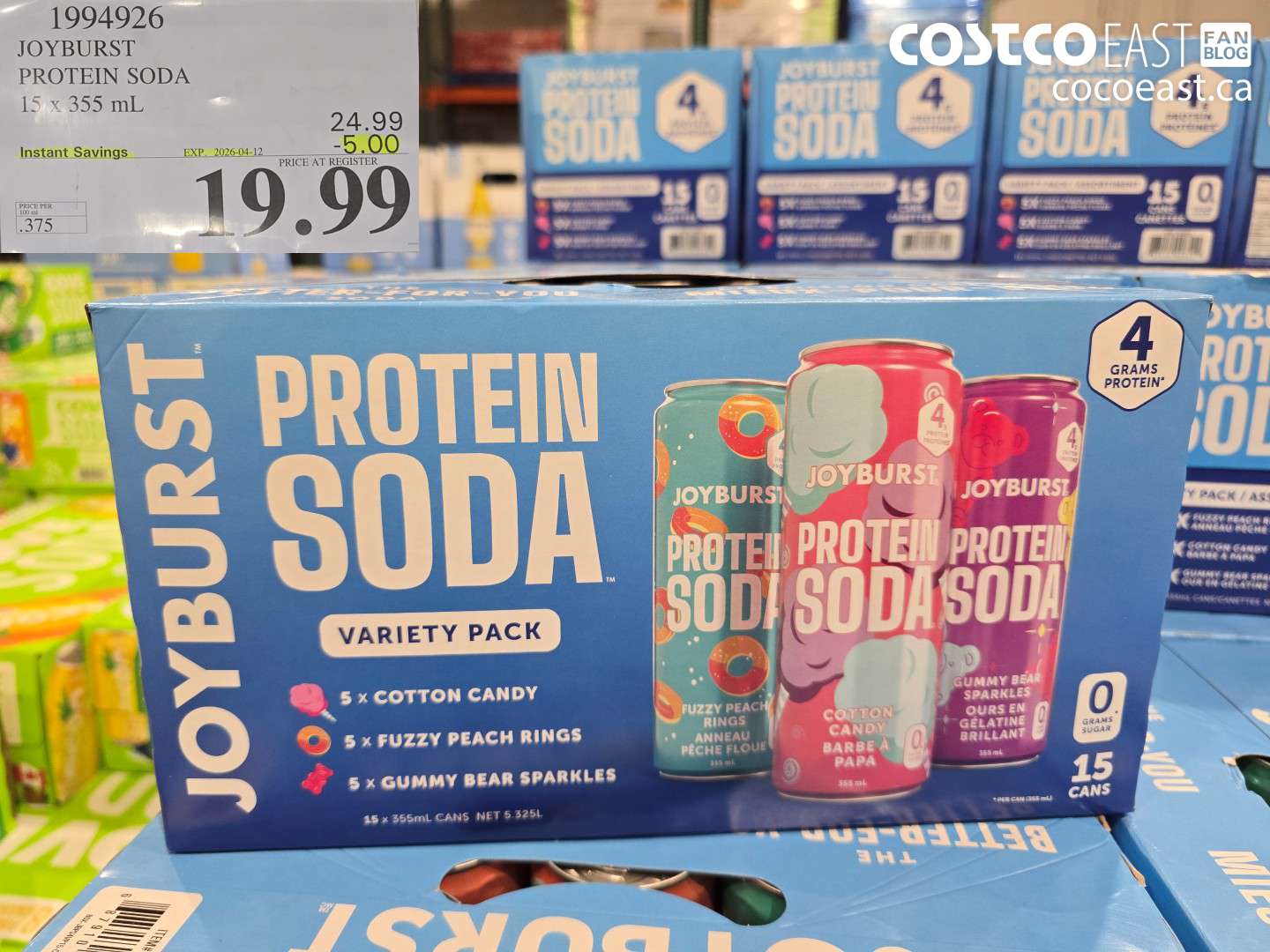 1994926 JOYBURST PROTEIN SODA 15 X 355 ML ($5.00 INSTANT SAVINGS EXPIRES ON 2026-04-12) $19.99