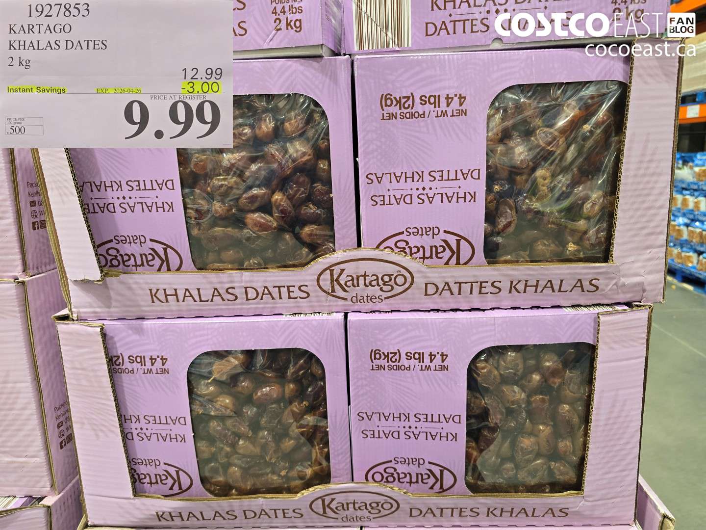 1927853 KARTAGO KHALAS DATES 2 KG ($3.00 INSTANT SAVINGS EXPIRES ON 2026-04-26) $9.99