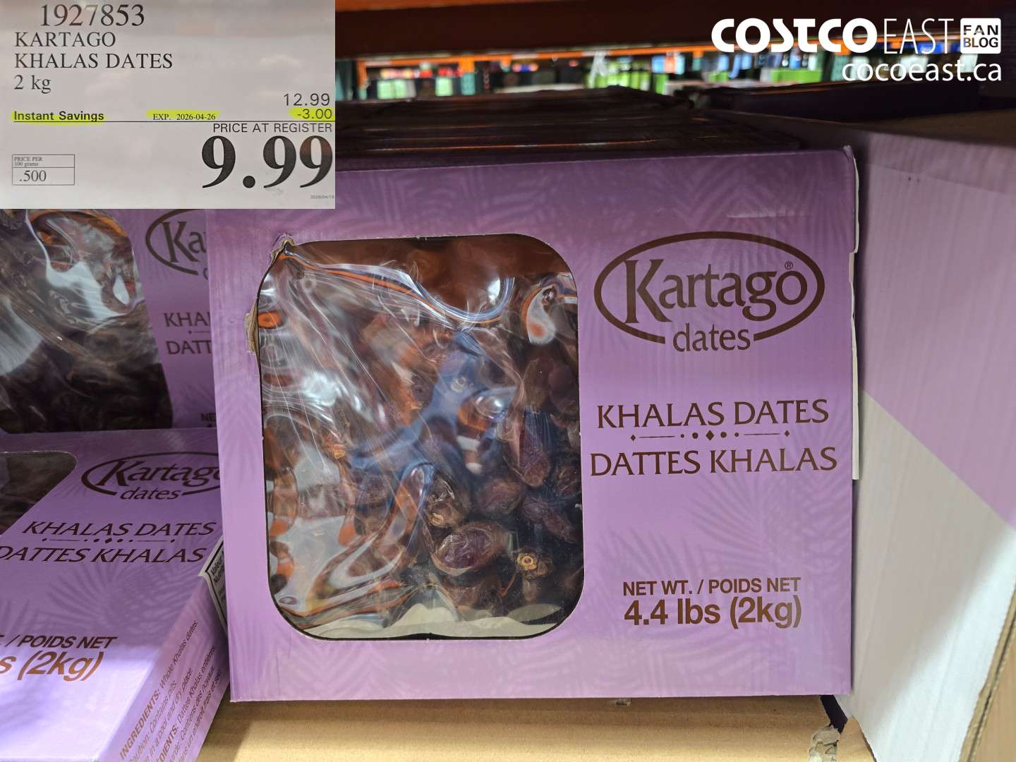 1927853 KARTAGO KHALAS DATES 2 KG ($3.00 INSTANT SAVINGS EXPIRES ON 2026-04-26) $9.99