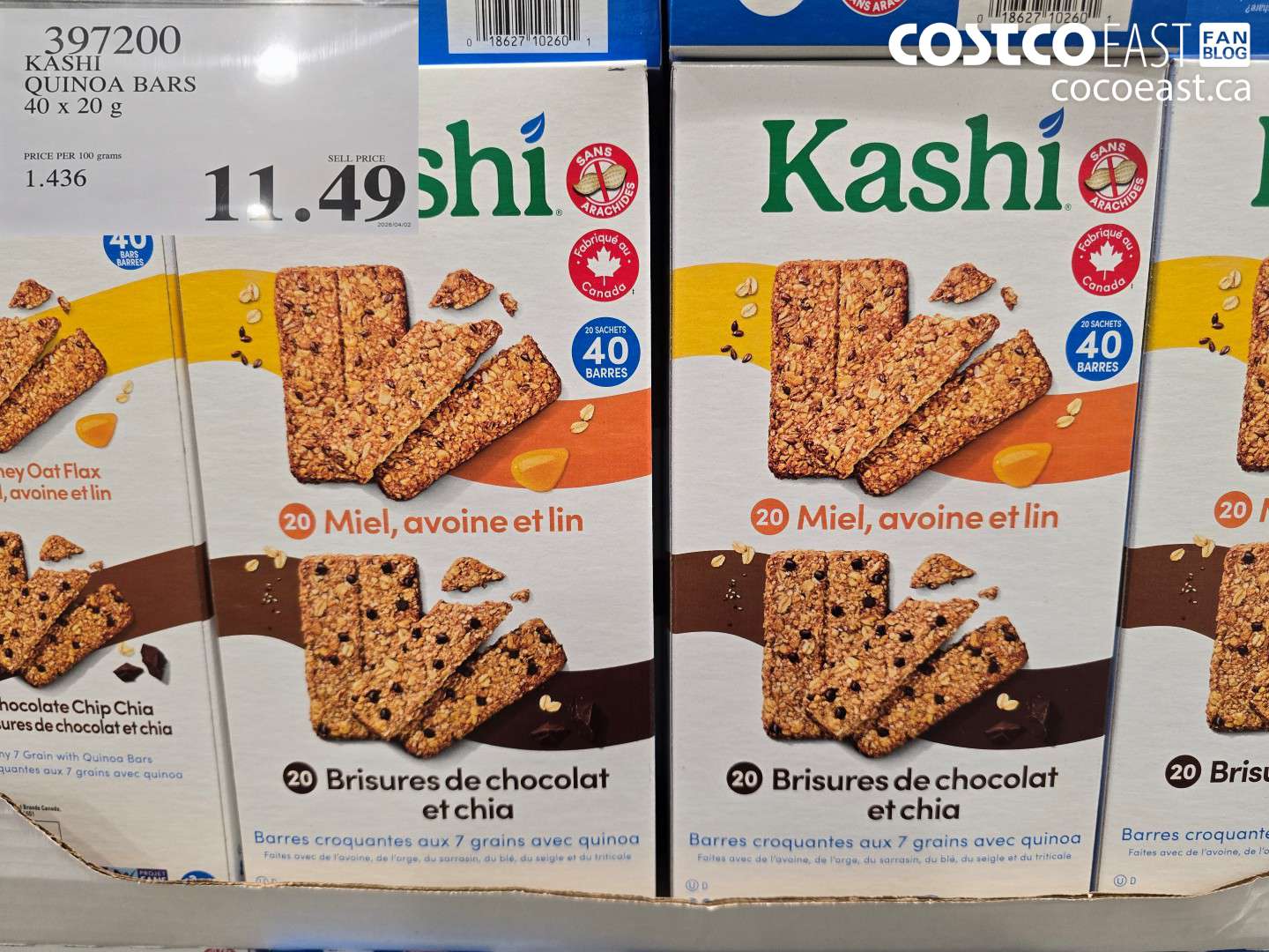 397200 KASHI QUINOA BARS 40 X 20 G $11.49