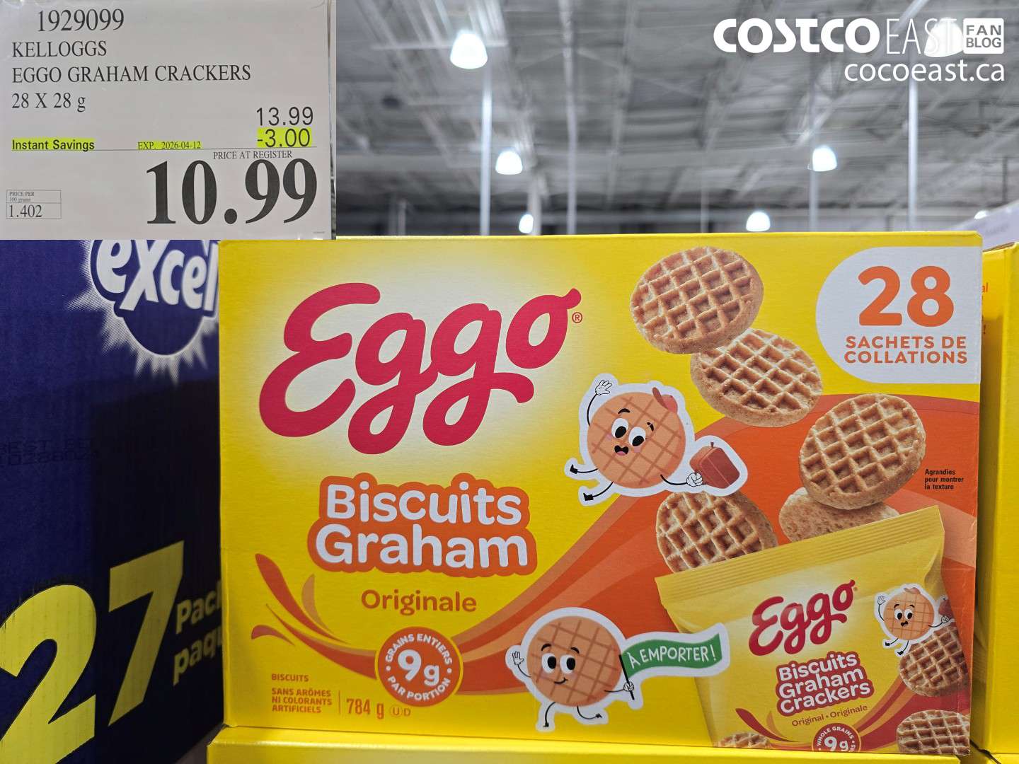 1929099 KELLOGGS EGGO GRAHAM CRACKERS 28 X 28 G ($3.00 INSTANT SAVINGS EXPIRES ON 2026-04-12) $10.99