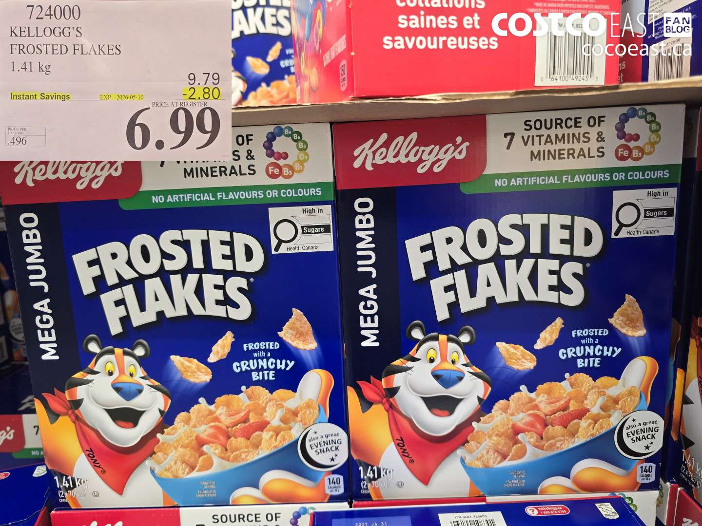 724000 KELLOGG'S FROSTED FLAKES 1.41 KG ($2.80 INSTANT SAVINGS EXPIRES ON 2026-05-10) $6.99