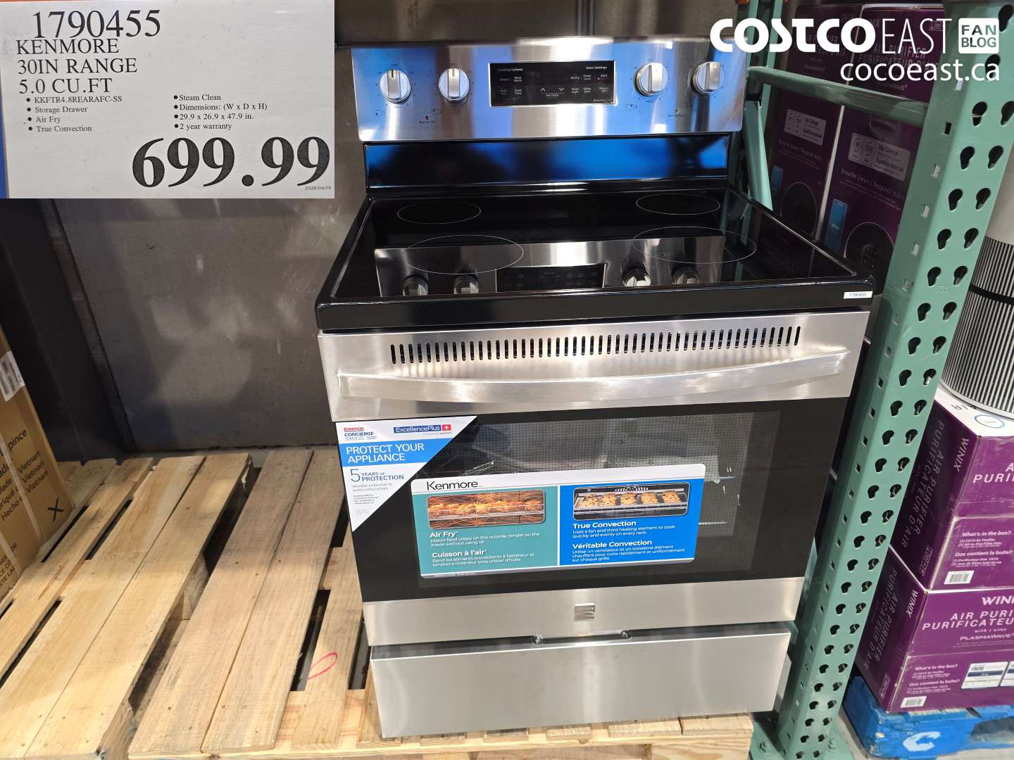 1790455 KENMORE 30IN RANGE 5.0 CU.FT $699.99