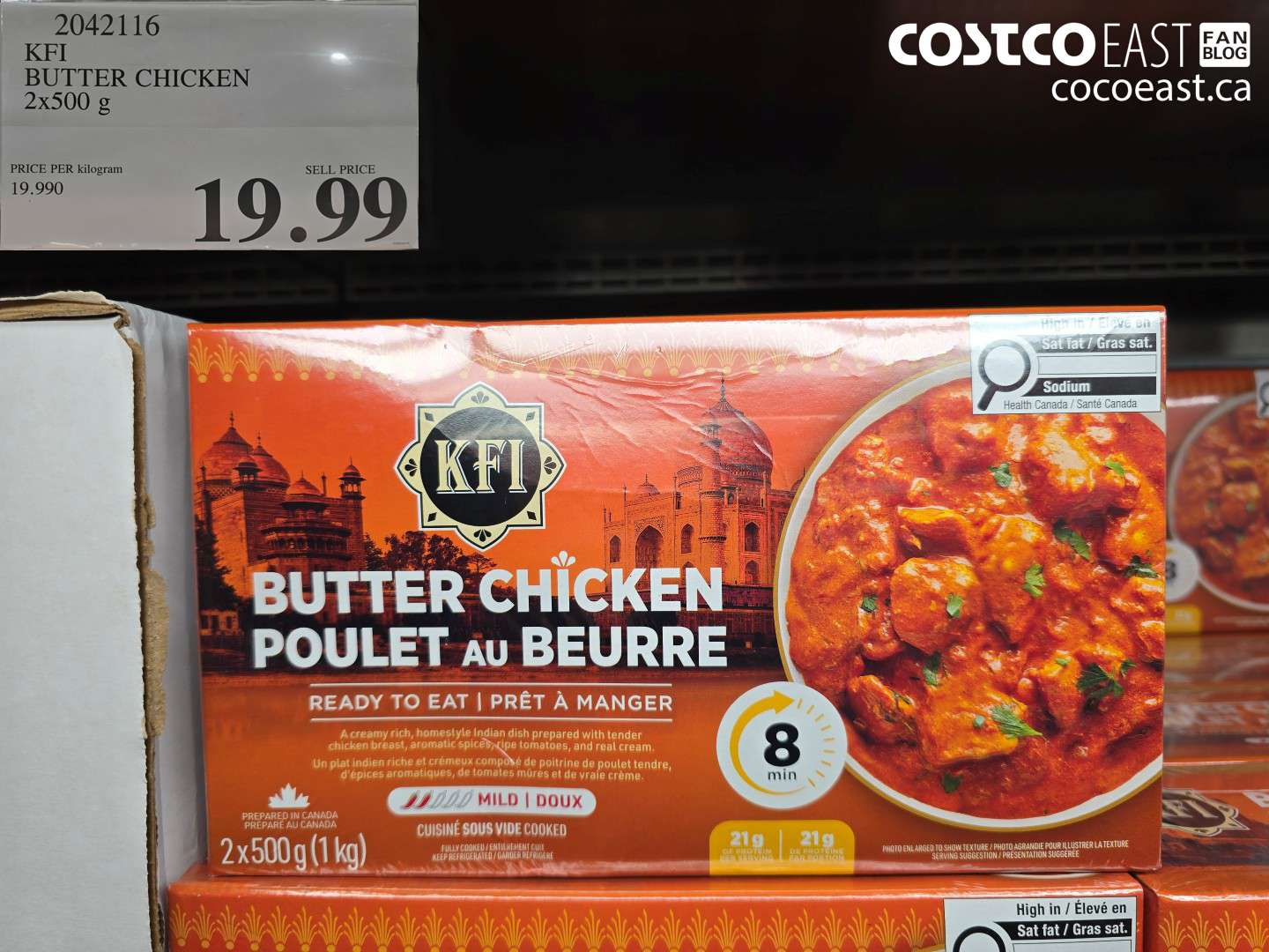 2042116 KFI BUTTER CHICKEN 2X500 G $19.99