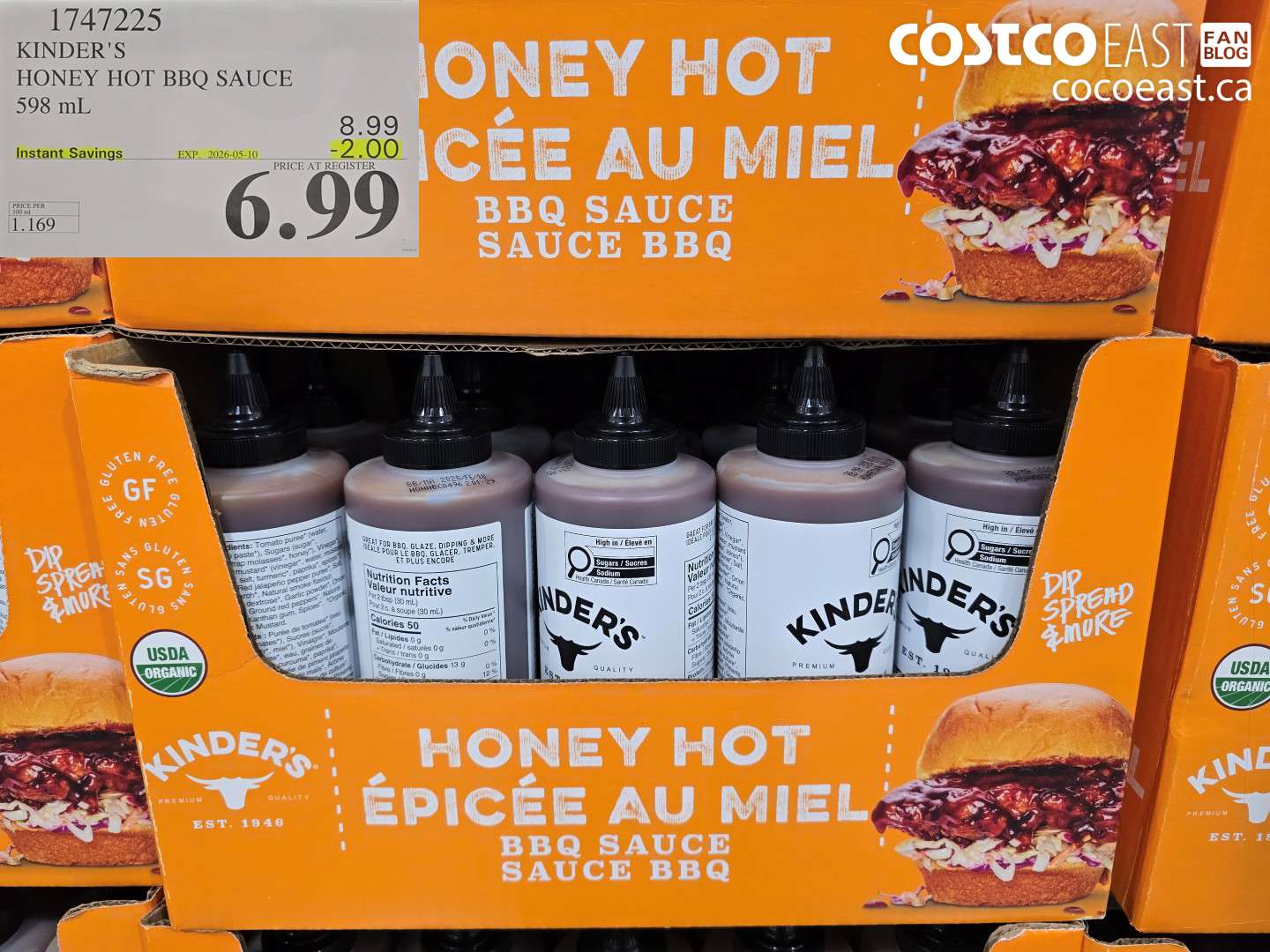 1747225 KINDER'S HONEY HOT BBQ SAUCE 598 ML ($2.00 INSTANT SAVINGS EXPIRES ON 2026-05-10) $6.99