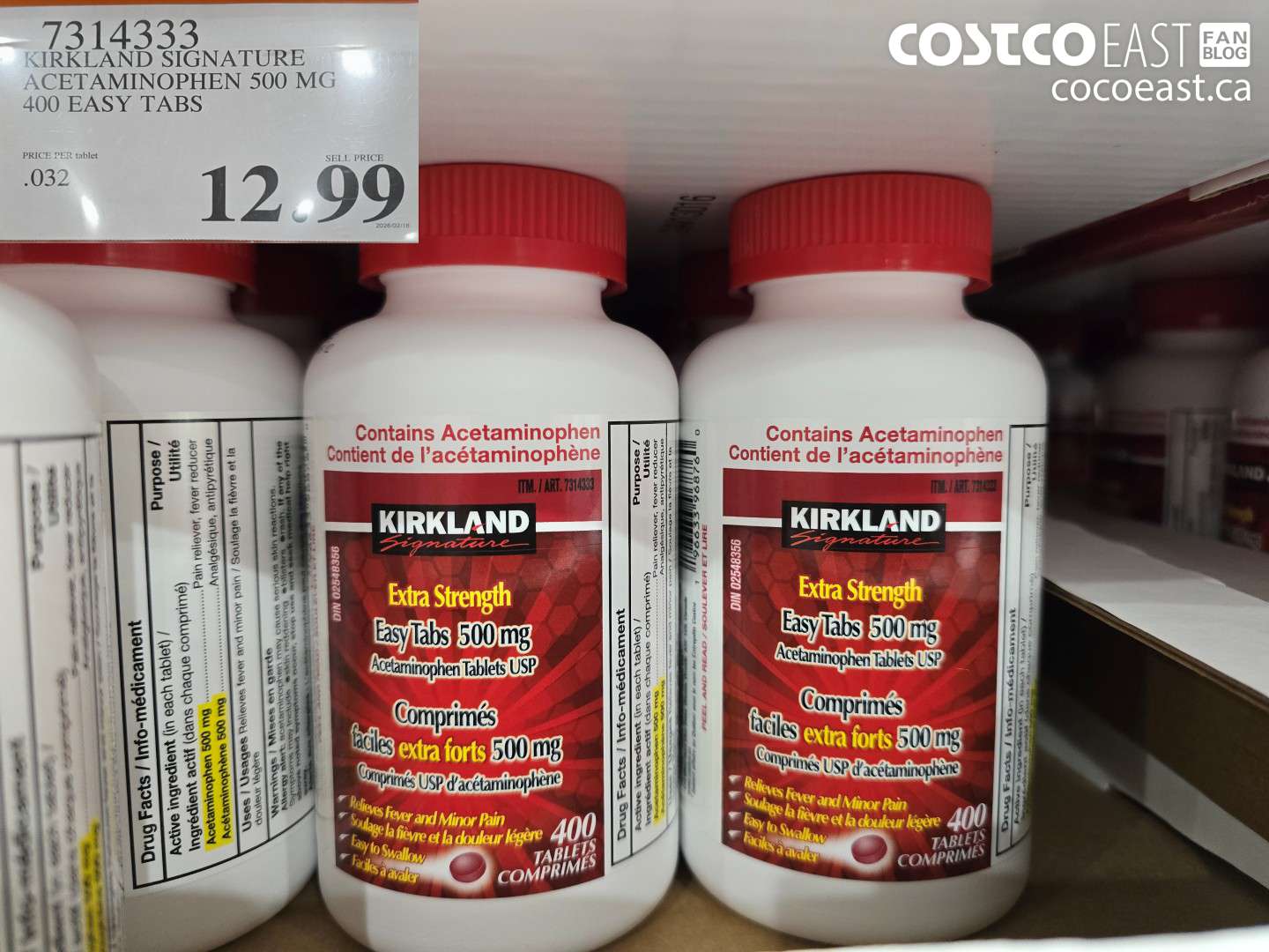 7314333 KIRKLAND SIGNATURE ACETAMINOPHEN 500 MG 400 EASY TABS $12.99