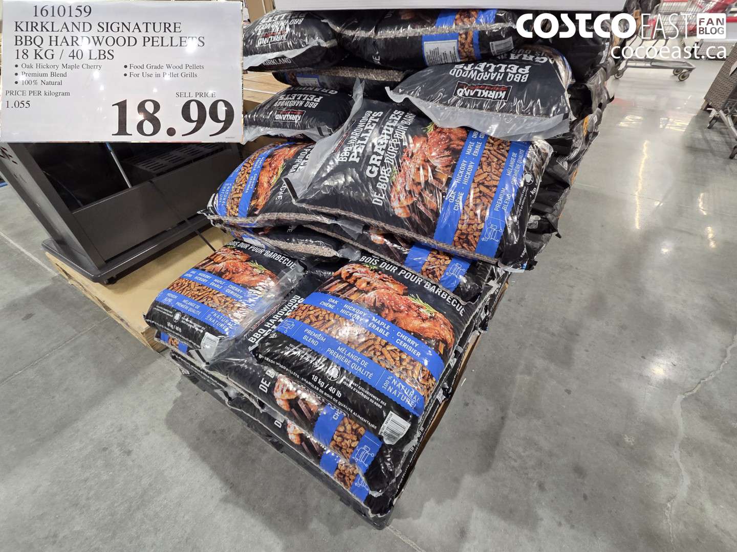 1610159 KIRKLAND SIGNATURE BBQ HARDWOOD PELLETS 18 KG / 40 LBS $18.99