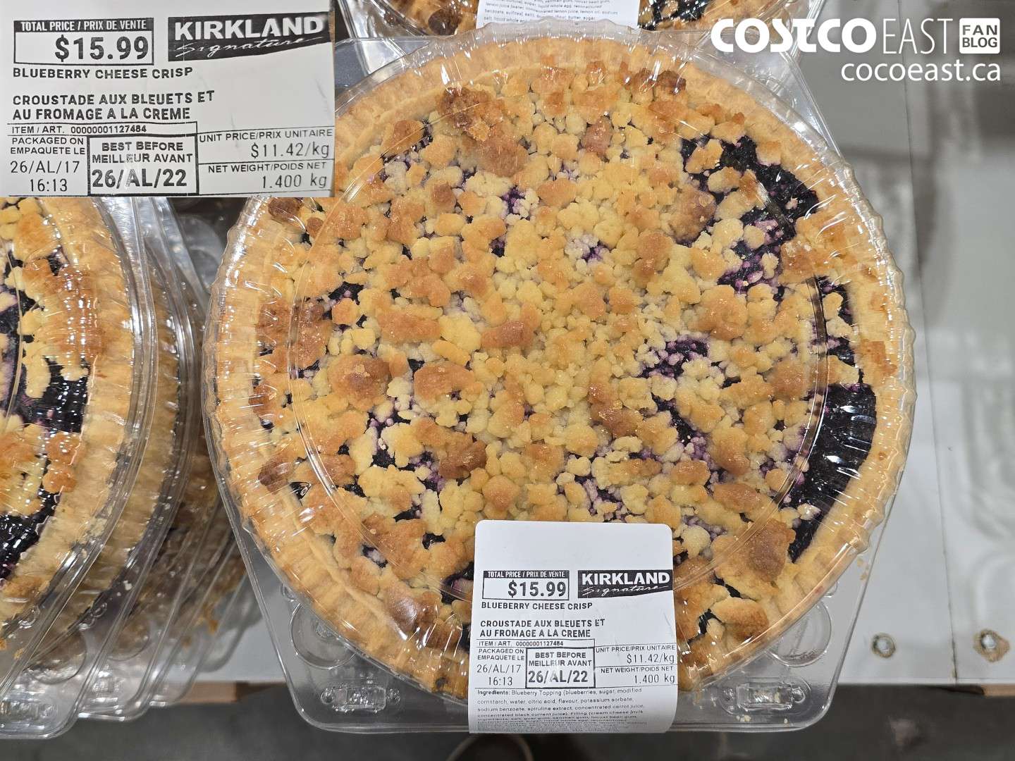 1127484 KIRKLAND SIGNATURE BLUEBERRY CHEESE CRISP $15.99