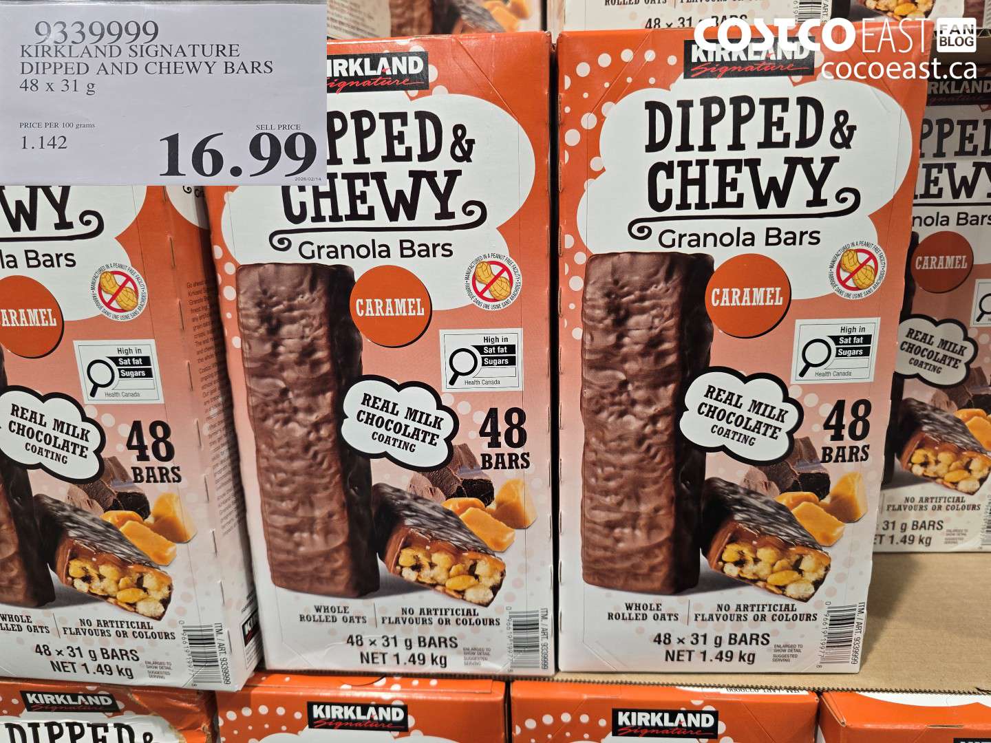 93339999 KIRKLAND SIGNATURE DIPPED AND CHEWY BARS 48 X 31 G $16.99