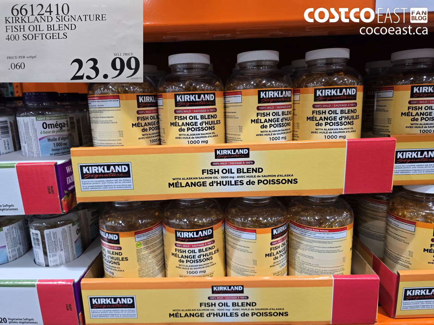 6612410 KIRKLAND SIGNATURE FISH OIL BLEND 400 SOFTGELS $23.99