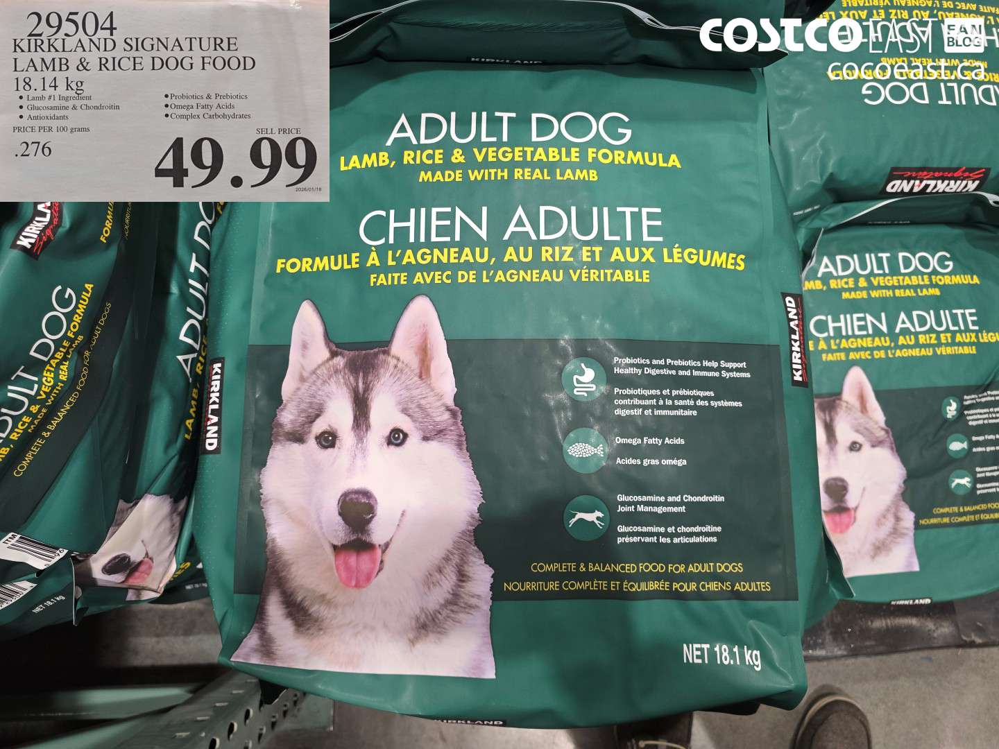 29504 KIRKLAND SIGNATURE LAMB & RICE DOG FOOD 18.14 KG $49.99