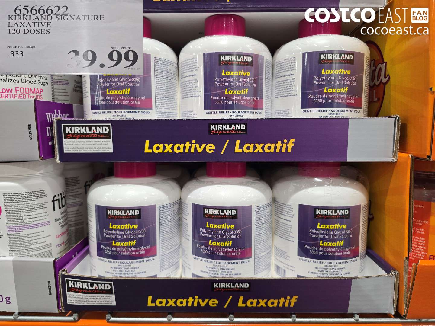 6566622 KIRKLAND SIGNATURE LAXATIVE 120 DOSES $39.99