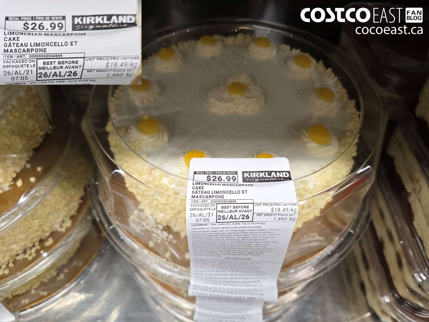 2044669 KIRKLAND SIGNATURE LIMONCELLO MASCARPONE CAKE 1.460 KG $26.99