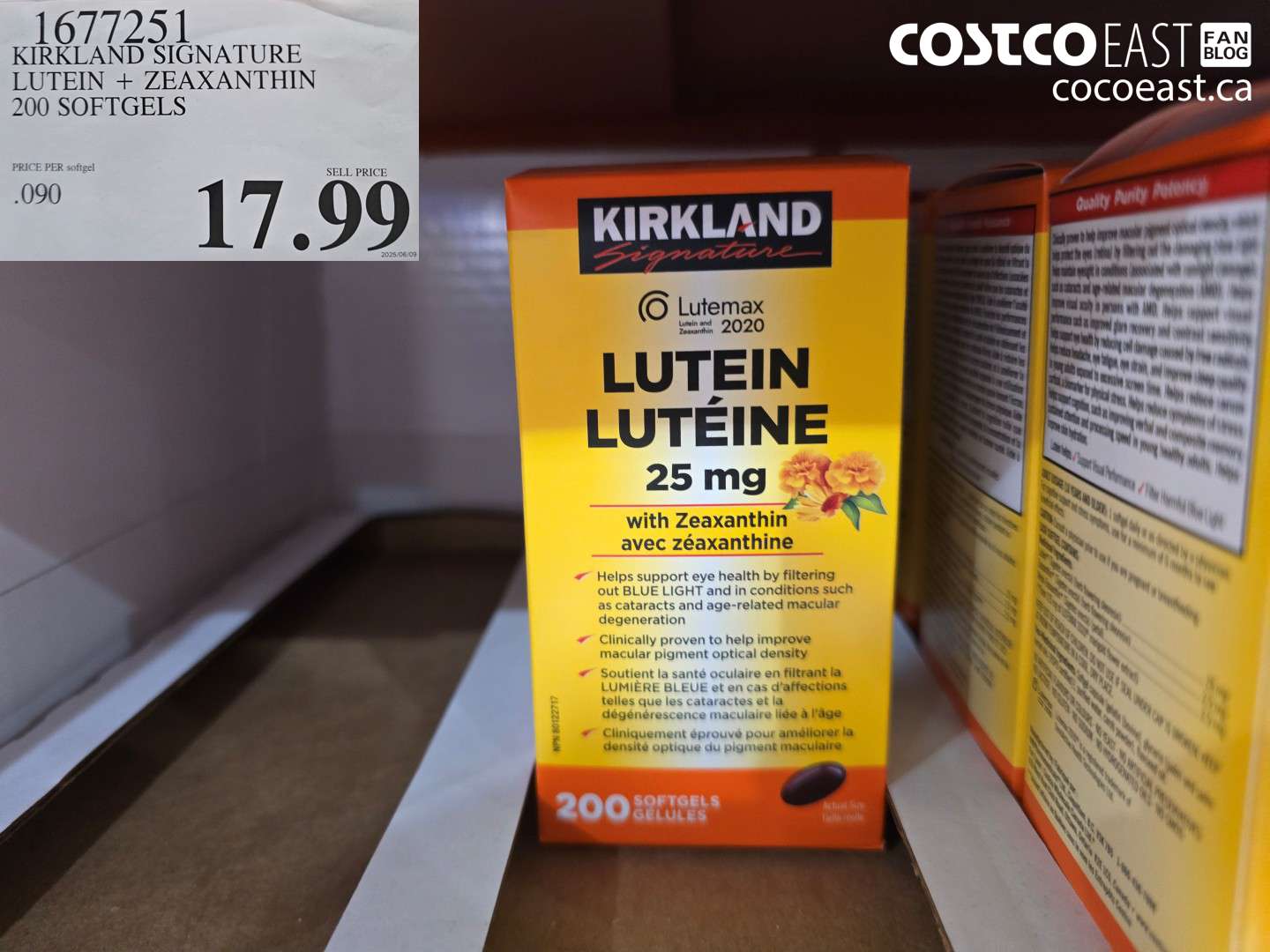 1677251 KIRKLAND SIGNATURE LUTEIN + ZEAXANTHIN 200 SOFTGELS $17.99