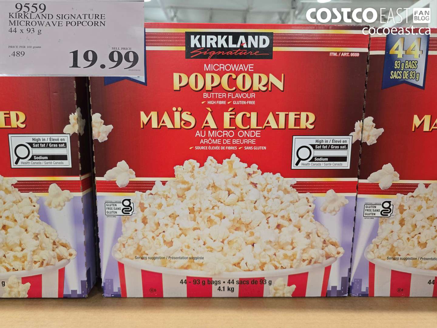 9559 KIRKLAND SIGNATURE MICROWAVE POPCORN 44 X 93 G $19.99