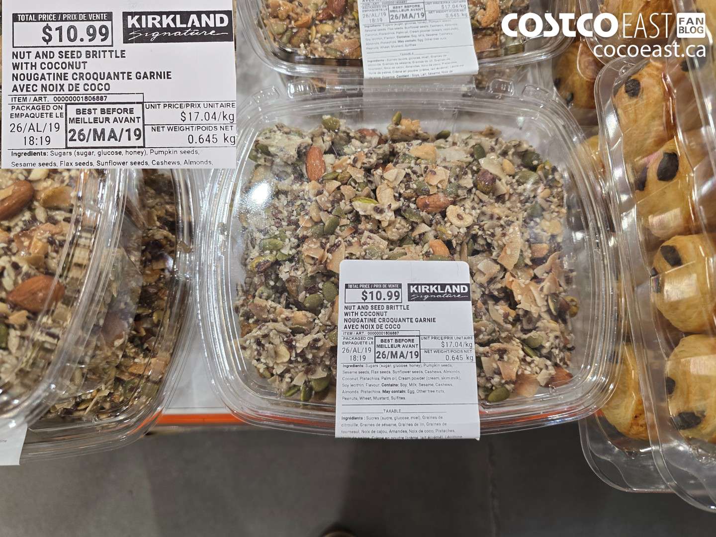 1806887 KIRKLAND SIGNATURE NUT AND SEED BRITTLE WITH COCONUT 0.645 KG $10.99