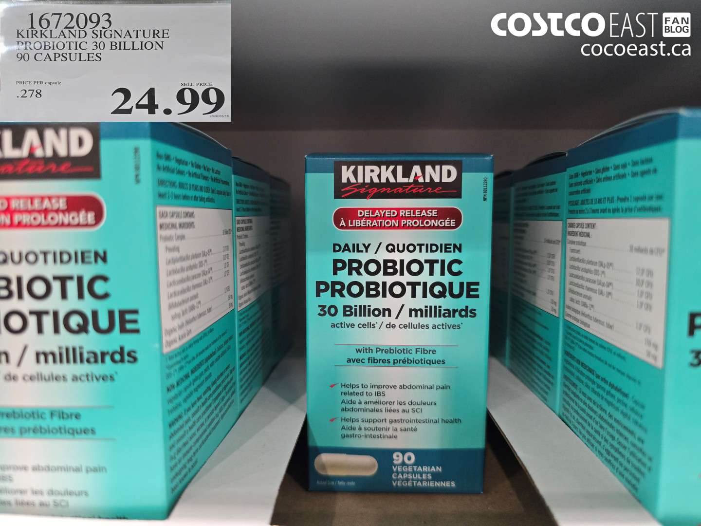 1672093 KIRKLAND SIGNATURE PROBIOTIC 30 BILLION 90 CAPSULES $24.99